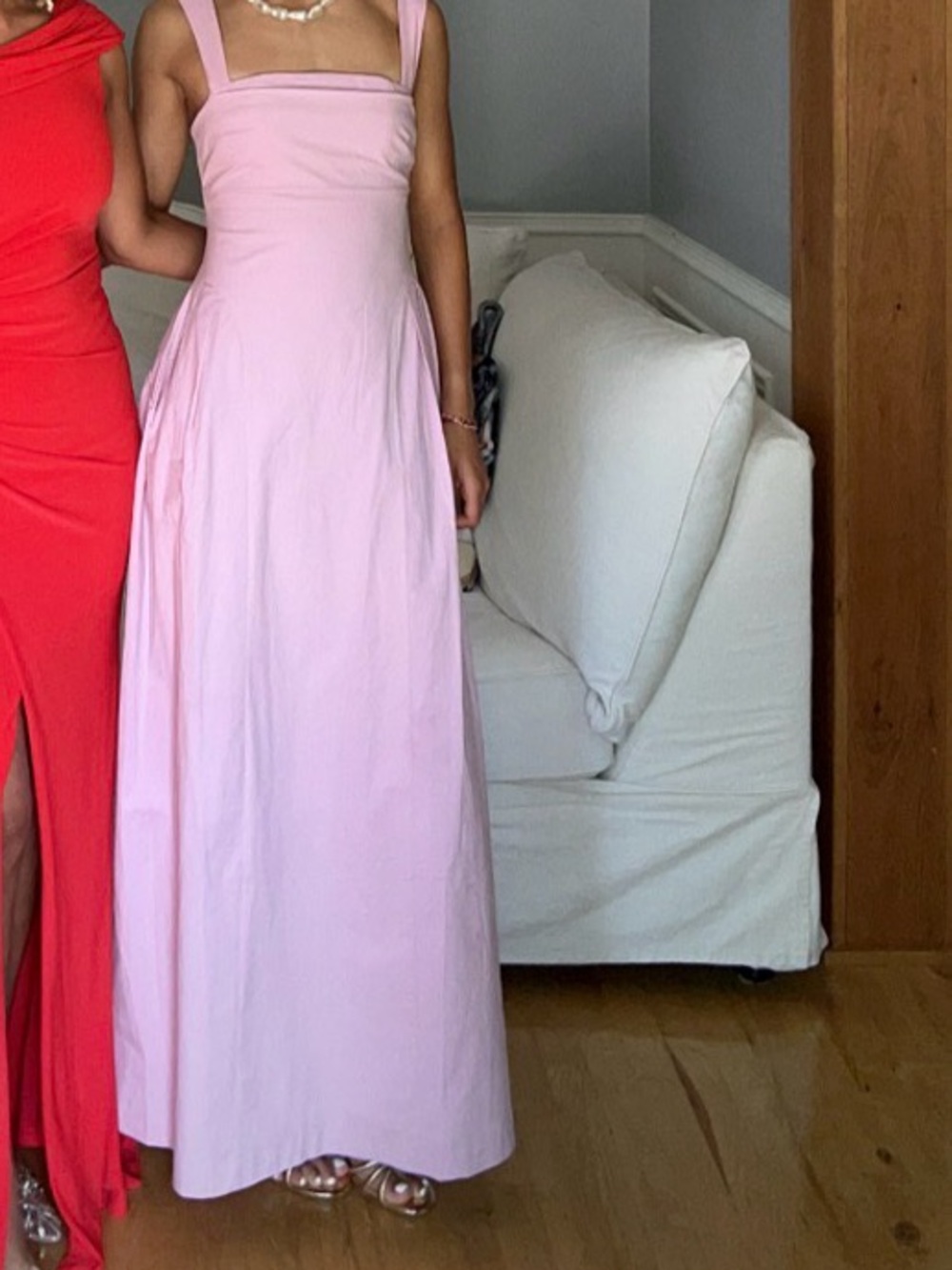 Elegant Pink Maxi Dress with Square Bodice